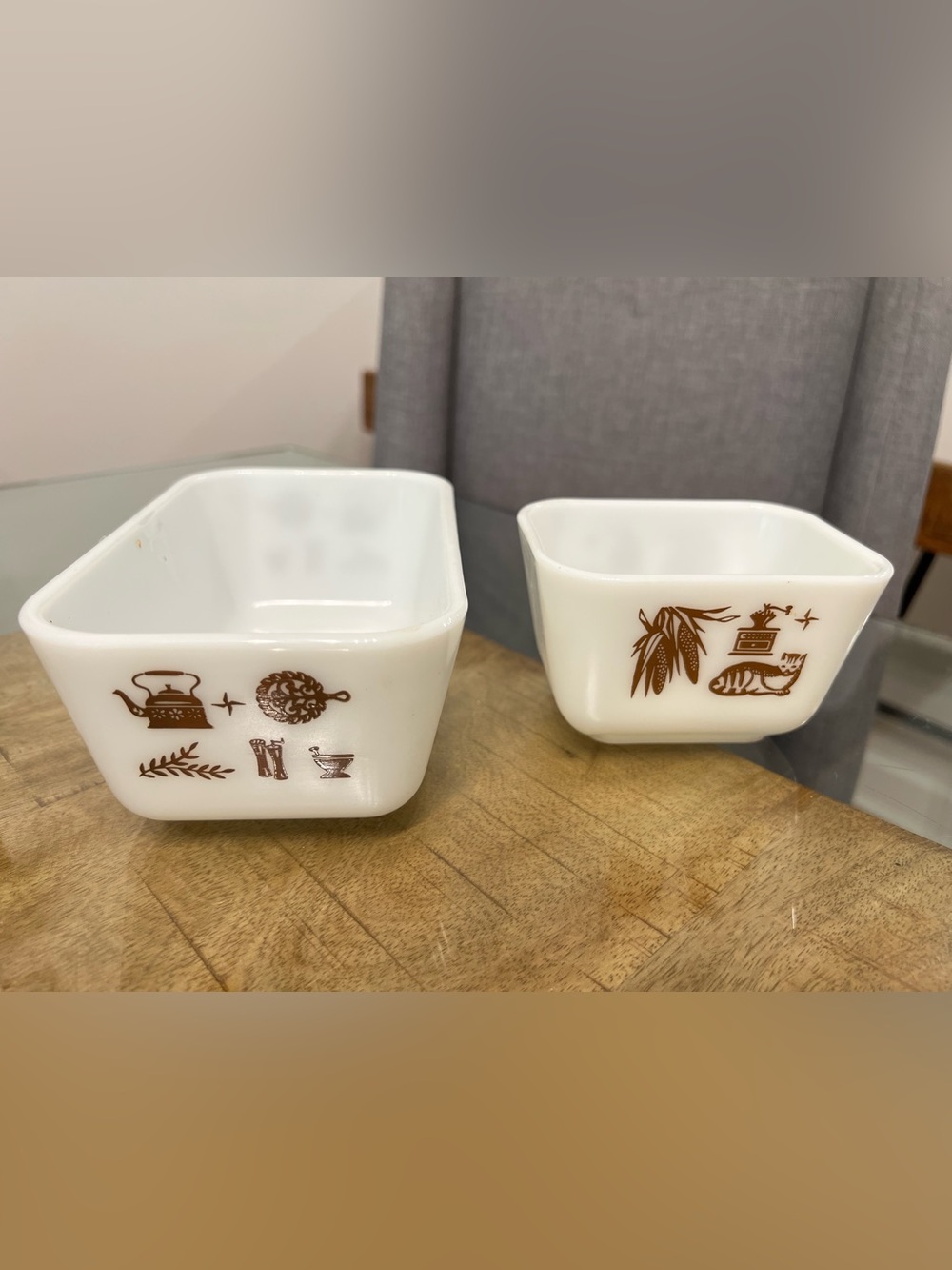 Pyrex loaf & square dish vintage milk glass Pyrex Early American pattern